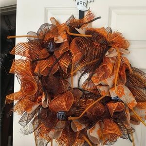 Festive Halloween Wreath - Orange and Black